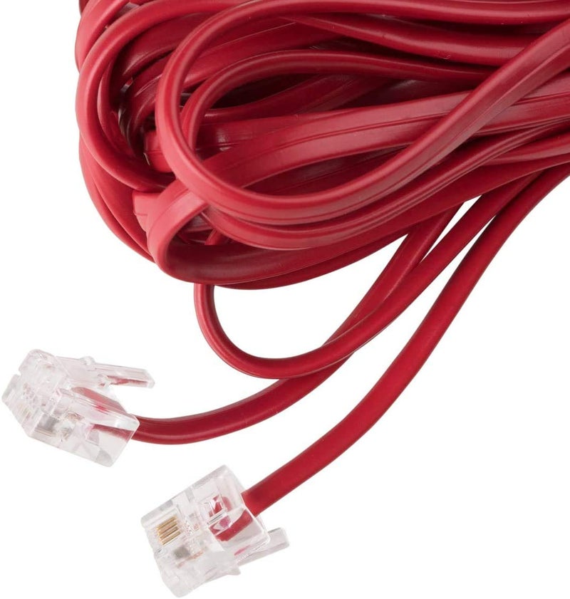 iSoHo Phones - Straight Phone Cord for Landline Phone, Cable, Telephone Extension Land Line Cable, Easy to Use - Excellent Sound Quality for House, Home Corded Phone or Office 25ft - Color Crimson Red - Image 2